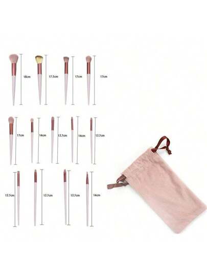 13 قطعة طقم فرشاة مكياج ناعمة ومنفوشة، أداة تجميل احترافية للأساس والبودرة والظل، قبكاشي، خلط المكياج مع حقيبة وإسفنجة للماكياج،هدية تجميل للمبتدئات