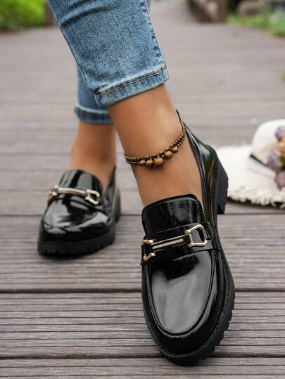 أحذية أوكسفورد حريمي أحذية نسائية وادسة سوداء متعددة الاستخدامات، مصنوعة من مادة بولي يوريثين ناعمة بتصميم برخازي بحجم كبير لفصلي الربيع والخريف، بطراز بريطاني كاجوال مسطح للعمل والنقل اليومي