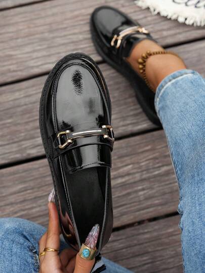 أحذية أوكسفورد حريمي أحذية نسائية وادسة سوداء متعددة الاستخدامات، مصنوعة من مادة بولي يوريثين ناعمة بتصميم برخازي بحجم كبير لفصلي الربيع والخريف، بطراز بريطاني كاجوال مسطح للعمل والنقل اليومي