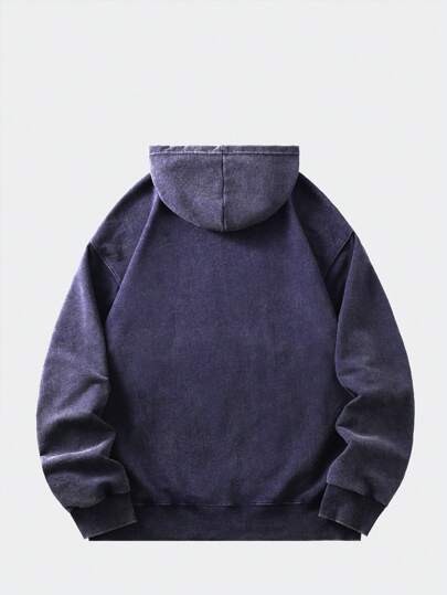 ROMWE MEN Street Life بلوزة شتوية رجالية فضفاضة ذات طراز قديم (مع تقوية في خط الرقبة وأطراف الأكمام والأكتاف لمنع التشوه)