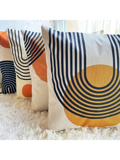 4 أغطية وسائد رمادية كوزمية بشكل قوس شمسي وأشكال هندسية من الكتان ، أغطية وسادات للأرائك والغرفة النوم ، اكسسوارات ديكور (بدون نواة وسادة)