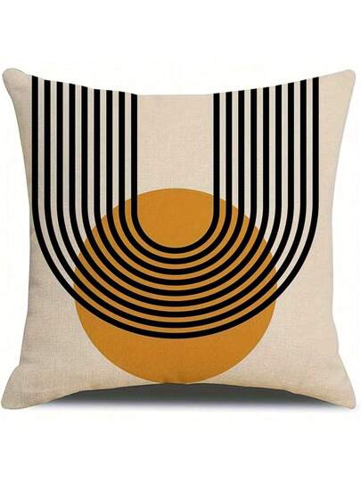 4 أغطية وسائد رمادية كوزمية بشكل قوس شمسي وأشكال هندسية من الكتان ، أغطية وسادات للأرائك والغرفة النوم ، اكسسوارات ديكور (بدون نواة وسادة)