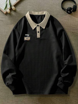 Manfinity Sporsity قميص بولو رجالي برسم حرفي بأكمام متساقطة وفضفاض