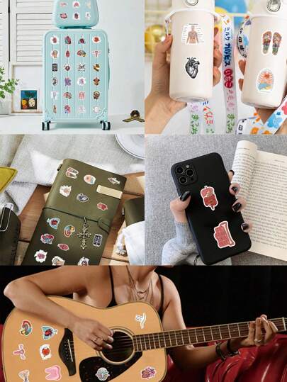 50 قطعة ملصقات تشريحية مقاومة للماء من التصميمات التشريحية ، مناسبة للطلاب ، المعلمين ، زجاجات المياه ، الأجهزة المحمولة ، الكتب المصورة - ملصقات تشريح الجسم البشري