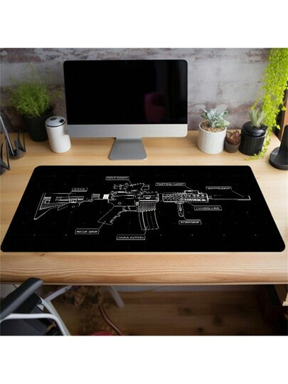 سجادة فأرة ذات تصميم على شكل بندقية، سجادة ألعاب كبيرة مقاس 35.4x15.7 بوصة، من المطاط بحواف مخيطة، ماوس باد مثالي كهدية لأصدقائك