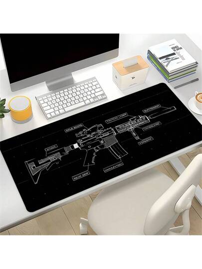 سجادة فأرة ذات تصميم على شكل بندقية، سجادة ألعاب كبيرة مقاس 35.4x15.7 بوصة، من المطاط بحواف مخيطة، ماوس باد مثالي كهدية لأصدقائك