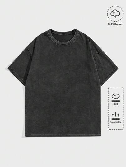 ROMWE MEN Street Life تي شيرت رجالي بياقة مستديرة وأكمام قصيرة، طراز المدرسة، طراز 2000