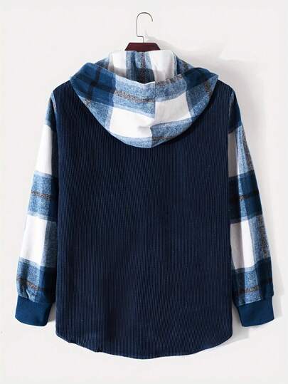 قميص كاجوال بغطاء وخطوط ملونة من الكردكان للرجال