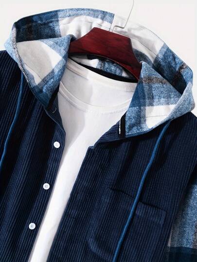 قميص كاجوال بغطاء وخطوط ملونة من الكردكان للرجال