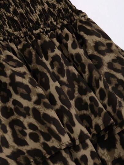 Flirla فستان قصير نسائي بطبعة جلد الفهد عاري الظهر وجذاب