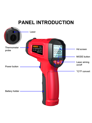 HYTAIS ترمومتر رقمي HYTAIS TS600, مستشعر درجة حرارة لا تلامس, مسدس درجة حرارة تحت الأشعة تحت الحمراء قابل للضبط من -50 إلى 600 درجة مئوية, يدوي لقياس درجة الحرارة لطهي البيتزا والأفران الصناعية والخارجي
