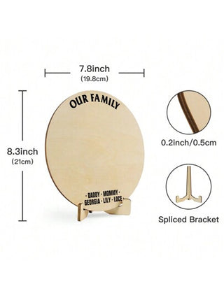 1 قطعة ديكور طاولة خشبي من بوتو، اسم مخصص، "أفضل أم/أب/عائلة/صديق في العالم"، متوفر للبصمة اليدوية DIY أو وضع صورة بعد الاستلام، الألوان والملصقات الوجه غير متضمنة، تذكار عائلي للمنزل، خزانة المكتب، هدية