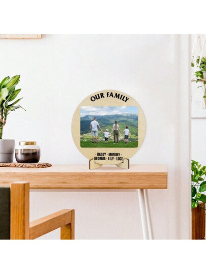 1 قطعة ديكور طاولة خشبي من بوتو، اسم مخصص، "أفضل أم/أب/عائلة/صديق في العالم"، متوفر للبصمة اليدوية DIY أو وضع صورة بعد الاستلام، الألوان والملصقات الوجه غير متضمنة، تذكار عائلي للمنزل، خزانة المكتب، هدية