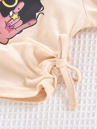 girls-sets ملابس علوية طويلة الأكمام بطبعات رقمية وياقة طاقم محبوكة، وبنطلون محبوك طويل بطبعات رقمية بسيطة، ملائمة للربيع/الخريف، للبنات المراهقات