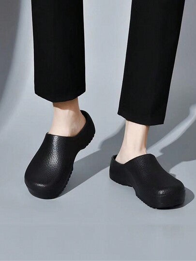 أحذية الشيف الحريرية السوداء غير الانزلاقية مقاومة للبلي للعمل في المطبخ والمطاعم