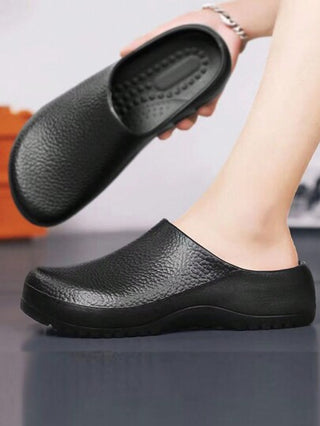 أحذية الشيف الحريرية السوداء غير الانزلاقية مقاومة للبلي للعمل في المطبخ والمطاعم