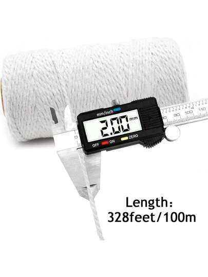 الخيط الأبيض ، خيط الخباز ، 328 قدم 2مم ، خيط أبيض طبيعي للاشغال اليدوية ، تغليف الهدايا ، ديكور المنزل ، تعبئة الهدايا