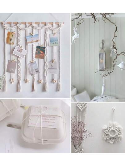 الخيط الأبيض ، خيط الخباز ، 328 قدم 2مم ، خيط أبيض طبيعي للاشغال اليدوية ، تغليف الهدايا ، ديكور المنزل ، تعبئة الهدايا