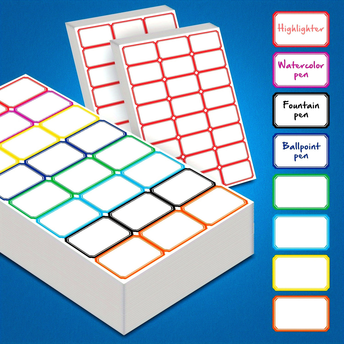 ملصقات الأسماء ذاتية اللصق من دبونت كولور - 1200 ورقة، 8 ألوان ساطعة، قابلة للطباعة والكتابة، مناسبة للمكاتب والمدارس والمخازن - سهلة التنظيم والتحديد