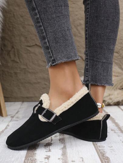 أحذية بسيطة مريحة كاجوال جديدة من الفرو المسطح، أحذية نسائية أنيقة للارتداء في الخارج
