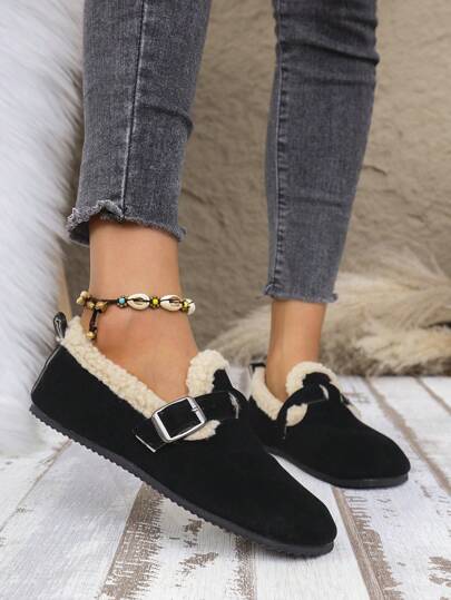 أحذية بسيطة مريحة كاجوال جديدة من الفرو المسطح، أحذية نسائية أنيقة للارتداء في الخارج