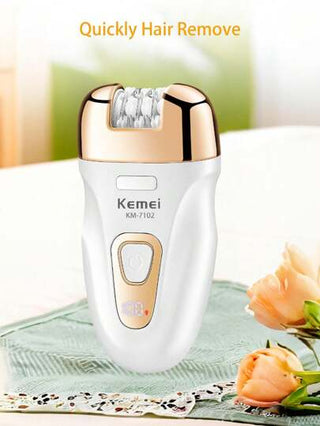 Kemei جهاز إزالة الشعر الجديد KM-7102 ، جهاز كهربائي لإزالة الشعر بدون ألم للنساء ، إزالة شعر الجسم والإبط والمنطقة الخاصة والقدم ، مجموعة العناية بالبشرة الناعمة 3 في 1 ، هدية مثالية للمرأة في عيد الميلاد أو رأس السنة الجديدة