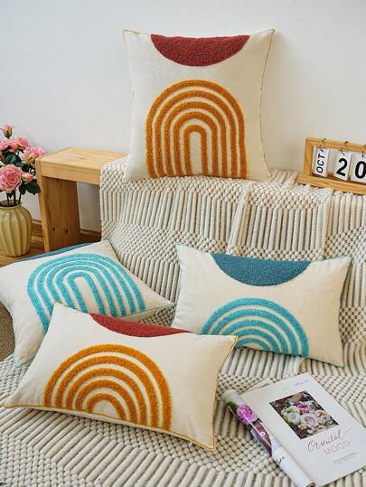 غطاء وسادة نصف دائرة هندسي عصري بطراز شمالي - ديكور أنيق لغرفة النوم والمعيشة والسيارة والأريكة - زينة منزلية متعددة الاستخدامات