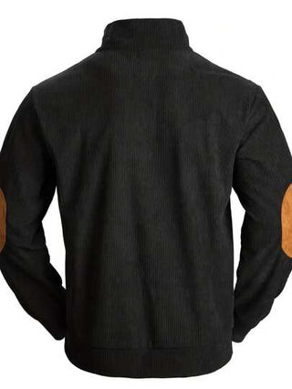 2 قطعة سترة رجالية بطبعات عصرية بأكمام طويلة مع رقع المرفق، موضة شارع