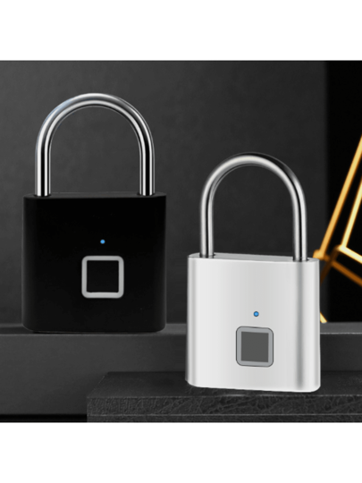 قفل ذكي بالبصمة قطعة واحدة، فائق السرعة في 0.3 ثانية، شحن سريع، بطارية طويلة الأمد، يمكن تسجيل 20 بصمة مختلفة، مقاوم للماء والصدأ، للإستخدام في أبواب, حقائب المدارس, الدراجات, الخزانات وغيرها. قفل مقاوم للسرقة بباسورد، مصنوع من الصلب المقاوم للتشوه.