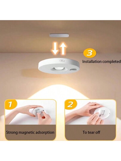 1 قطعة كشاف حركة ب- 3 ألوان إضاءة قابلة للتعديل كنور ليلي لخزانة العرض والديكورات الجدارية، تركيب مغناطيسي لاسلكي