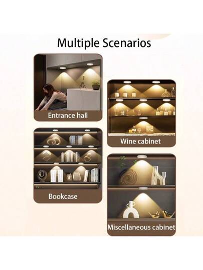 1 قطعة كشاف حركة ب- 3 ألوان إضاءة قابلة للتعديل كنور ليلي لخزانة العرض والديكورات الجدارية، تركيب مغناطيسي لاسلكي