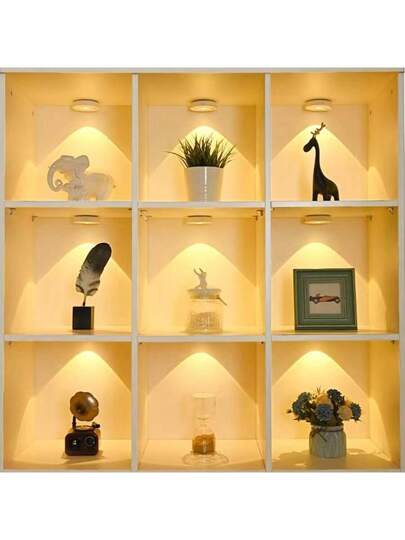 1 قطعة كشاف حركة ب- 3 ألوان إضاءة قابلة للتعديل كنور ليلي لخزانة العرض والديكورات الجدارية، تركيب مغناطيسي لاسلكي