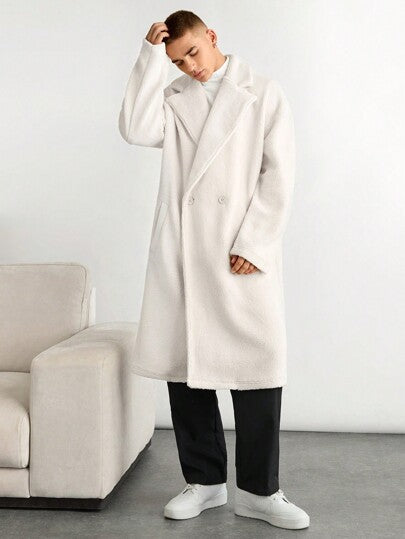 Manfinity INSISELF جاكيت أنيسكس فضفاض طويل من الفلوت المائل الحملقة