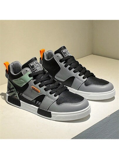 أحذية جلدية جديدة للحماية الكاحل ذات الكعب العالي ، أحذية رياضية كاجوال للرجال لكرة السلة والنشاطات الرياضية في الشارع