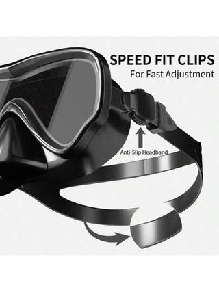 قناع غوص للبالغين، عدسة من الزجاج المقسى قطعة واحدة، وقاية للعين مقاوم للماء ومانع للضباب، نظارات للسباحة ولأنشطة الرياضات المائية الخارجية