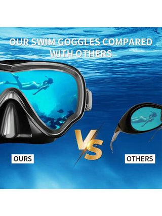 قناع غوص للكبار - قناع قطعة واحدة من الزجاج المقسى، حماية للعيون من الماء والضباب، نظارات سباحة للرياضة والنشاطات المائية الخارجية