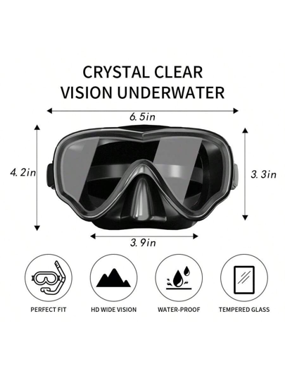 قناع غطس للبالغين، قناع قطعة واحدة من الزجاج المقسى، مقاوم للضباب والماء للرياضات المائية والسباحة والرياضات الخارجية