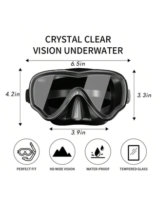قناع غطس للبالغين، قناع قطعة واحدة من الزجاج المقسى، مقاوم للضباب والماء للرياضات المائية والسباحة والرياضات الخارجية