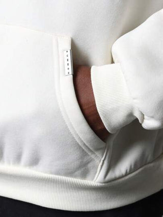 SUMWON بلوفر مبطن بقبعة مريح، مقاس كبير، قماش قطني فائق اللين، بنقشة مبطنة، بلوزة رياضية شتوية وخريفية ، ملابس شارع أساسية