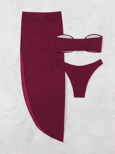 Swim SXY طقم بيكيني مكون من 3 قطع للنساء للعطلة الشاطئية بتصميم نجمة البحر والتنورة الجذاب، مجموعة صيفية