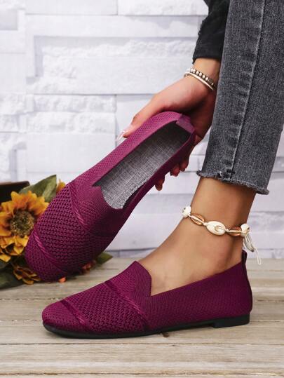 أحذية نسائية مسطحة من الضفيرة بفتحة للأصابع، مريحة وقابلة للتنفس، أحذية أم مناسبة للربيع والخريف