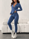 SHEIN EZwear مجموعة حجم إضافي من امرأة، تي شيرت رياضي كاجوال بقصّة طويلة وسحّاب أمامي مع سروال ليغينغ، قطعتان