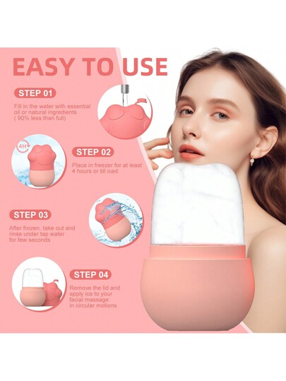 قطعة واحدة من أسطوانة التبريد الوجه المصنوعة من السيليكون، أسطوانة التبريد الجمالية للوجه والعين والرقبة، أسطوانة تبريد للعناية بالبشرة، حامل الثلج للوجه، قالب سيليكوني قابل لإعادة الاستخدام للثلج للوجه - بدون أزهار جافة ، سبا ، العناية بالبشرة ،...