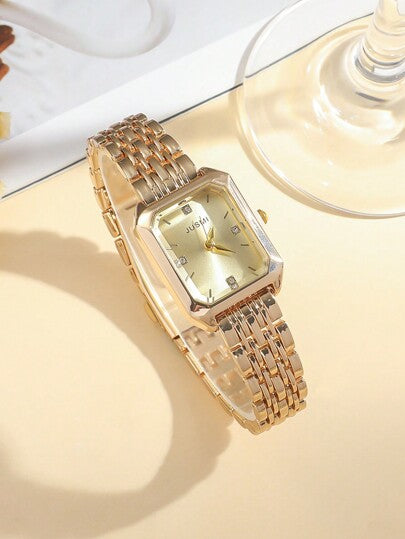 ساعة كوارتز بعقارب حزام من الصلب بلوحة مربعة مائلة بسيطة، مناسبة كهدية أعياد الميلاد أو عيد الهالوين أو عيد الميلاد