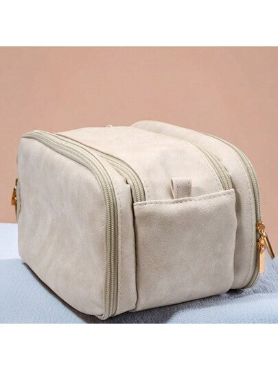 قطعة واحدة حقيبة حمام سفر ذات 3 طبقات ، حقيبة منظم مكياج سعة كبيرة ، حقيبة تخزين متعددة الوظائف بطراز أوروبي عتيق ، حقيبة مستحضرات تجميل ذات تقسيمات متعددة وسحاب مزدوج ، حقيبة فرش مكياج محمولة عالية الجودة ، حقيبة تخزين حمام مائي لمستحضرات العناية...