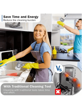 فرشاة تنظيف كهربائية للحمام جهاز الغسيل الدوار 6 رؤوس فرشاة قابلة للاستبدال، فرشاة التنظيف الكهربائية