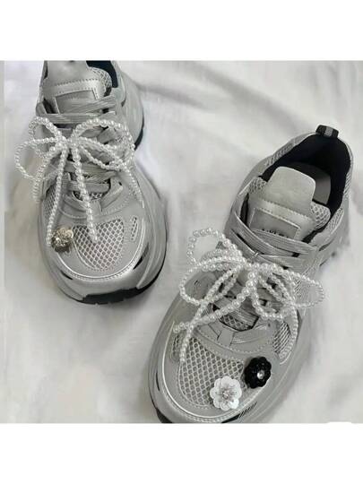 زوج أربطة أحذية باستايل كوري مزينة بالخرز المزيف على شكل فيونكة من ABS ، مشبك سنجاب للصنع DIY، تفاصيل ملتوية، إكسسوارات أحذية رياضية مفرغة ، مشابك زخرفية للأحذية والمجوهرات للرجال والنساء للأحذية الرياضية والكاجوال