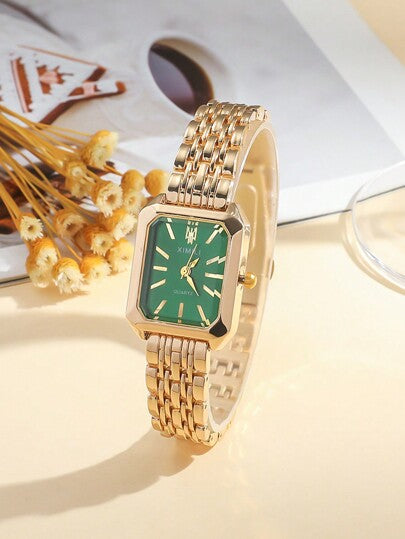 ساعة كوارتز ذات عقارب وقرص مربع مع سوار من الصلب، مناسبة كهدية لعيد الميلاد وعيد الهالوين والميلاد المجيد، ذات تصميم بسيط مراهقي