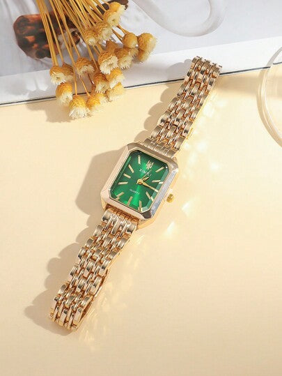 ساعة كوارتز ذات عقارب وقرص مربع مع سوار من الصلب، مناسبة كهدية لعيد الميلاد وعيد الهالوين والميلاد المجيد، ذات تصميم بسيط مراهقي