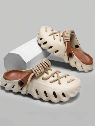 صنادل رجالية ذات ربطة دانتيل وأسلوب ال- slip-on، مناسبة للسير في الخارج والداخل مع نَعْل مانع للانزلاق وسريعة الجفاف، شبشب مفتوحة الأصابع رجالية مناسبة لشاطئ البحر (ننصح بطلب مقاس أكبر بمقدار لقدم عريضة أو طويلة أو مرتفعة الكعب)